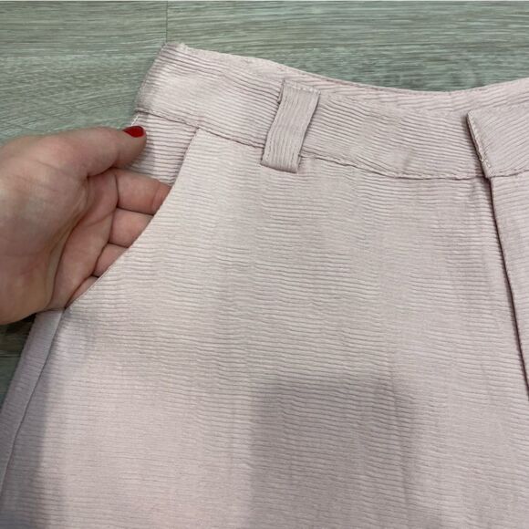 All: Row Pastel Pink Bermuda Shorts Ribbed Print Wide Leg High Waist - Picture 2 of 8